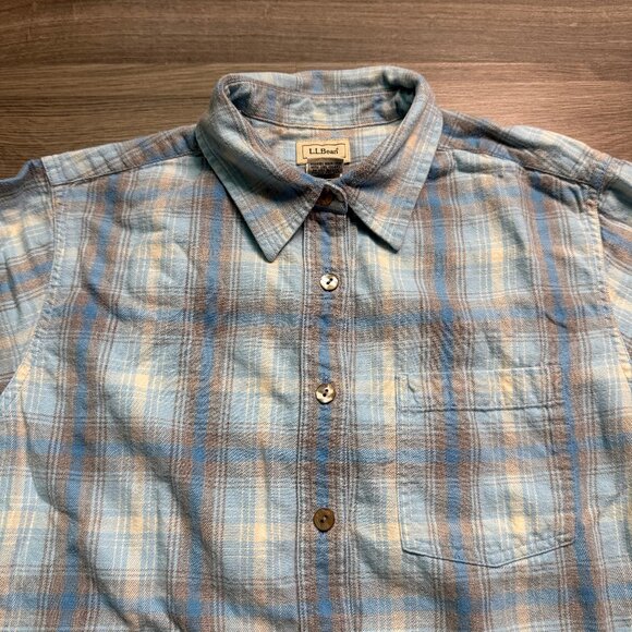 L.L. Bean Women's Scotch Plaid Flannel Shirt - Blue/Grey - Picture 2 of 6